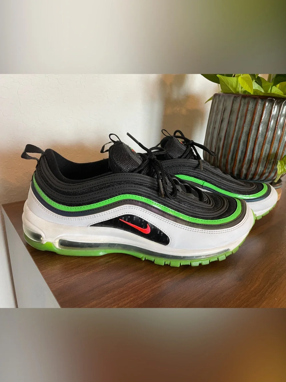 Nike Air Max 97, Black, White, Green & Red Air Max Style Sneakers